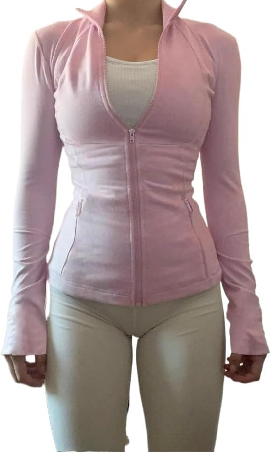 heyheyshine Women's Yoga Sports Jackets Workout Athletic Running Jacket Slim Fit Full Zip Hoodie Athletic Jacket