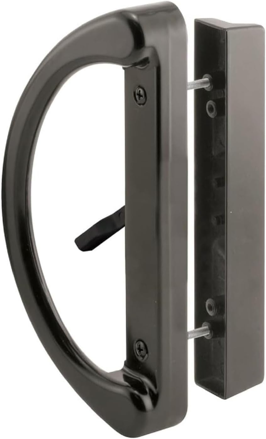 Mortise Style Sliding Patio Door Handle Set - Replace Old or Damaged Door Handles Quickly and Easily – Diecast, Non-Keyed, Fits 3-15/16” Hole Spacing (1 Set) (Black)