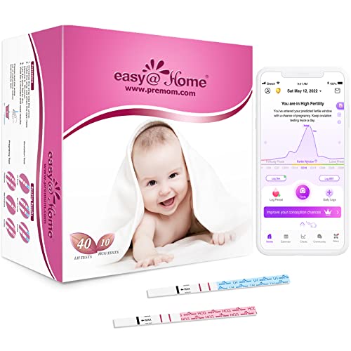 Ovulation Test Strips Powered by Premom Ovulation Predictor APP, FSA Eligible, 40 Ovulation Test and 10 Pregnancy Test Strips, 40LH +10HCG | Package May Vary