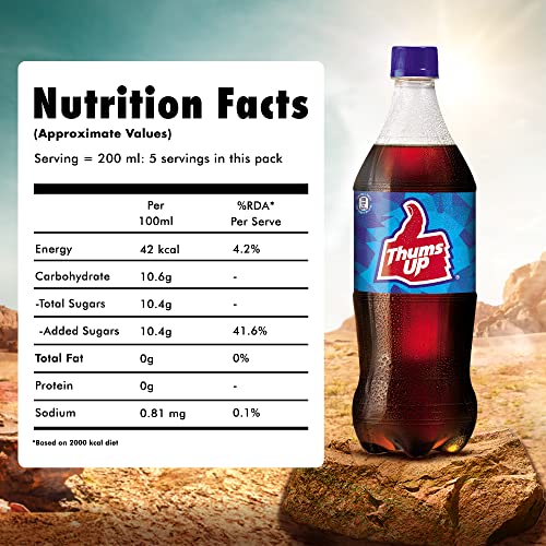 Image of Thums Up Cola Cold Drink | Soft Drink With Strong Taste | Spicy & Fizzy Cold Drink | Pet Bottle, 1 L