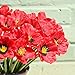 Mandy's Red Artificial Poppy Silk Flowers for Home Kitchen Wedding Decorations (Pack of 30)