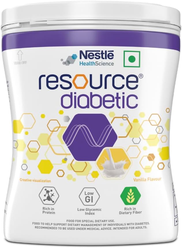 Nestlé Resource Diabetic, Adult Nutrition for Diabetic Patients, Low GI Formula, Vanilla Flavoured Protein Powder, 400g Pet Jar