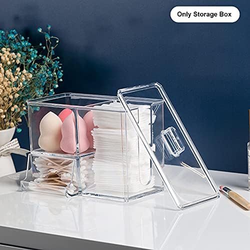 QOTSTEOS Cotton Pads Holder, Square Acrylic Cotton Ball Holder Cosmetic Storage Drawers and Jewelry Display Box, Multifunctional Makeup Sponge Dispenser Container, Cotton Pad Container