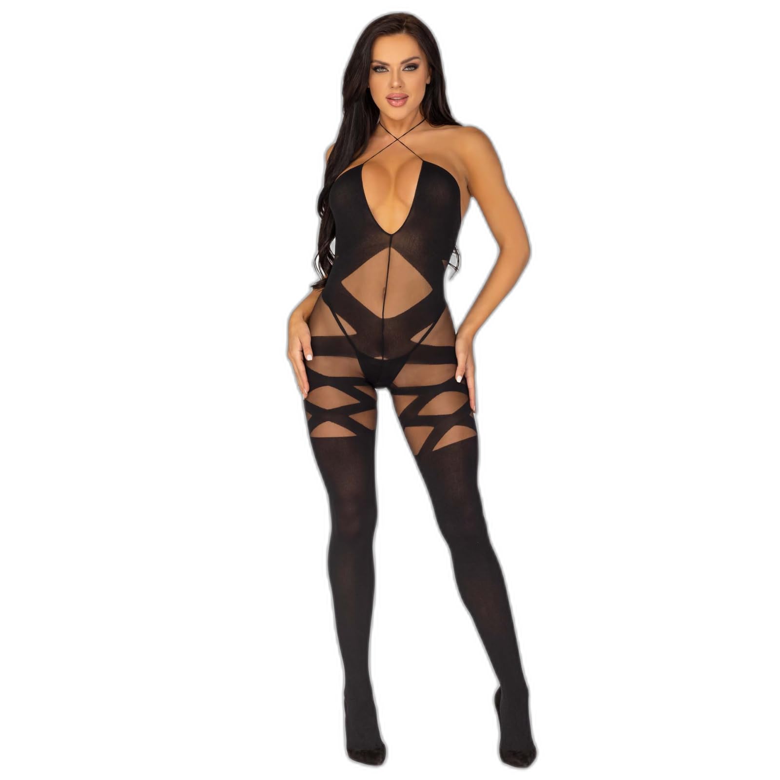Leg Avenue Illusion Halter Bodystocking, One Size
