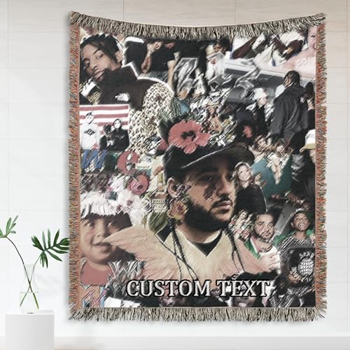 Fastpeace Personalized Bootleg Rap Photo Woven Photo Blanket - Custom Photo Blanket with Pictures - Custom Gift Picture Tapestry Throw 100% Cotton Made in The USA (Bootleg Rap 1)