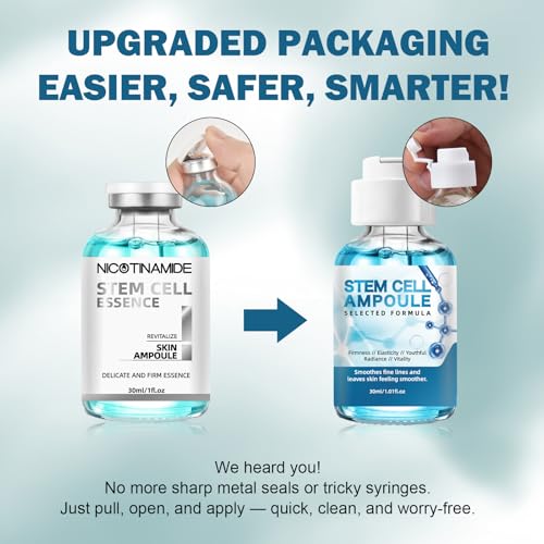 Racgrul Stem Cell Serum for Face – 2 Pcs Microneedling Serum Ampoule Booster to Use with and without Derma Pen, Korean Anti-Aging Skin Care for Wrinkles, Scars, Hydration & Rejuvenated Skin 1 fl.oz