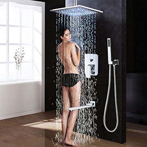 Robinet de douche ensemble de douche LED chrome pour rénovation plafond - 3
