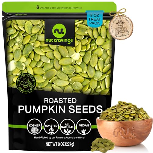 NUT CRAVINGS - Roasted &amp; Unsalted Pumpkin Seeds (8oz - 1 Pack) Pepitas