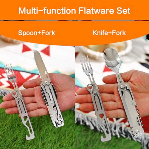 Camping-Utensil-Set-6-in-1-Flatware-Set-Detachable-Cutlery-Folding-SpoonKnifeForkBottle-Opener-Set-for-TravelHiking