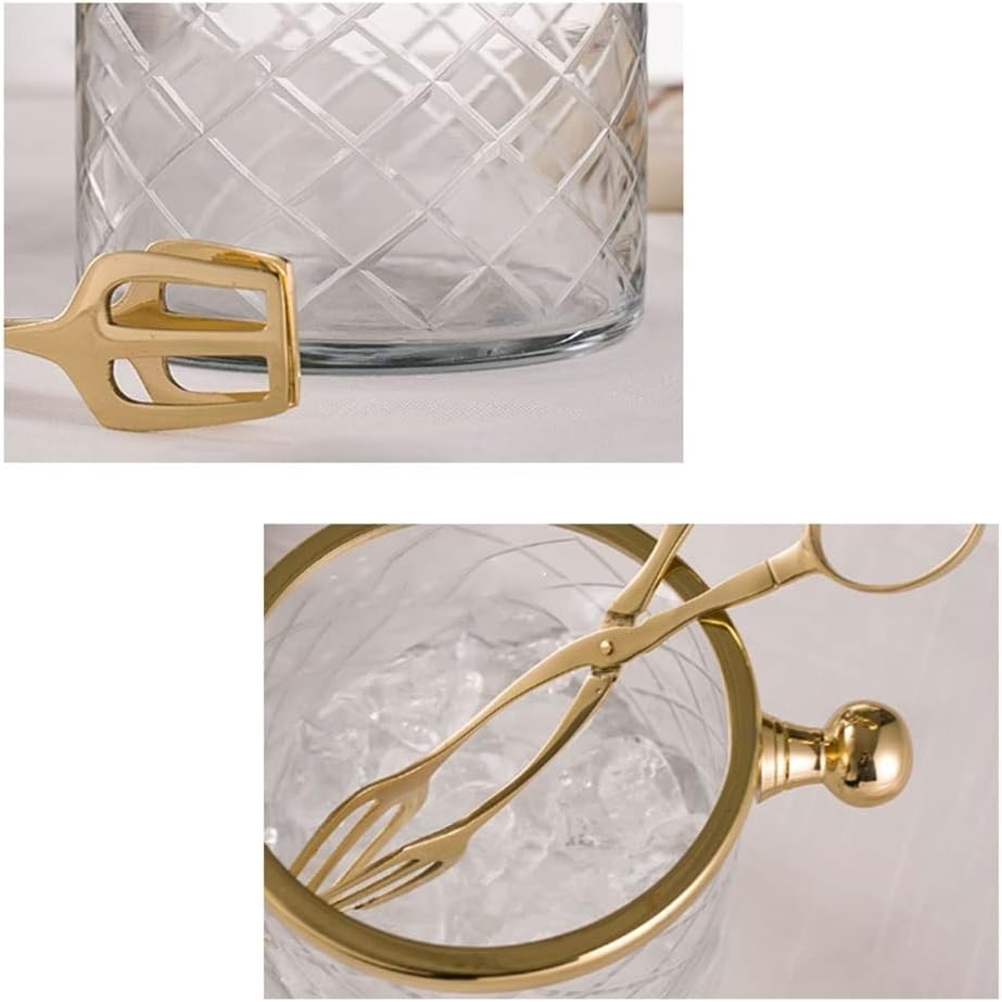 Ice Container Champagne Bucket Brass Glass Ice Bucket with Ice Clip Household Ice Cube Red Wine Small Ice Bucket Ice Buckets for Bar Parties Wine