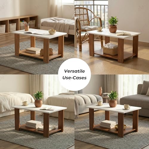 Image of DFC Element Alley Coffee Table Dual Tone Engineered Wooden Center Table for Living Room Modern Tea Table Spacious Top Sturdy Durable 1-Year Warranty 31.5x19.7x16.5 Inch