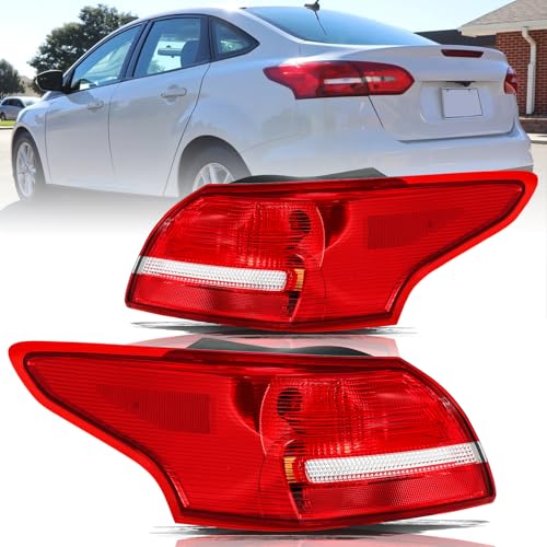Image of Aosky Halogen Taillight Assembly Fit for 2015 2016 2017 2018 Ford Focus | Sedan Rear Tail Light Brake Signal Lamp with Bulbs Left Driver Side&Right Passenger Side