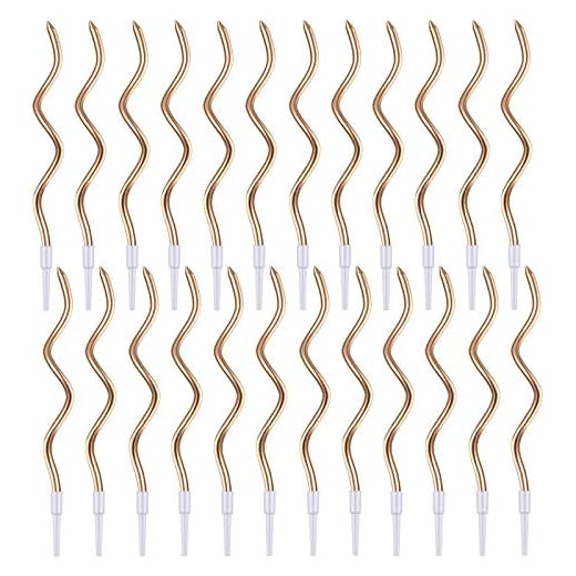 JUHONNZ Velas Cumpleaños Espiral,24 Pcs Vela para Decorar Pastel de Fiesta di Cumpleaños y Bodas,Vela Decorativas para Decoración un Tarta,Champán