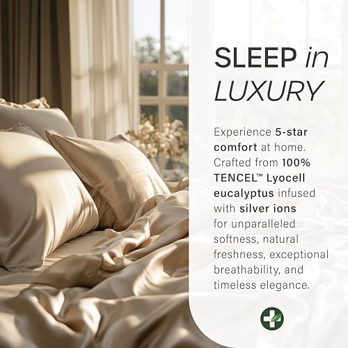 Eucalyptus Collection Split Top King Size Sheet w/Silver Ions | 100% Tencel | Ultra Soft | Cooling for Hot Sleepers | 18" Deep Pocket [Grey] - Thumbnail 5