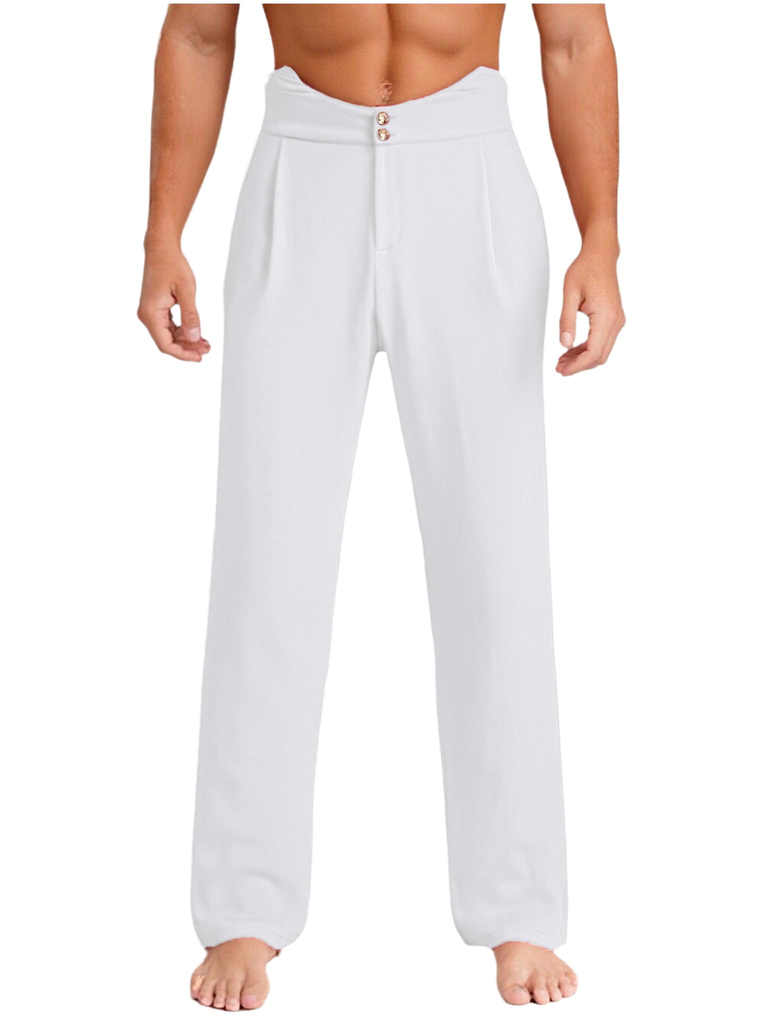 Oyolan Homme Pantalon Danse Latine Salsa Tango Chacha Pantalon Danse de Salon Tenue Entraînement