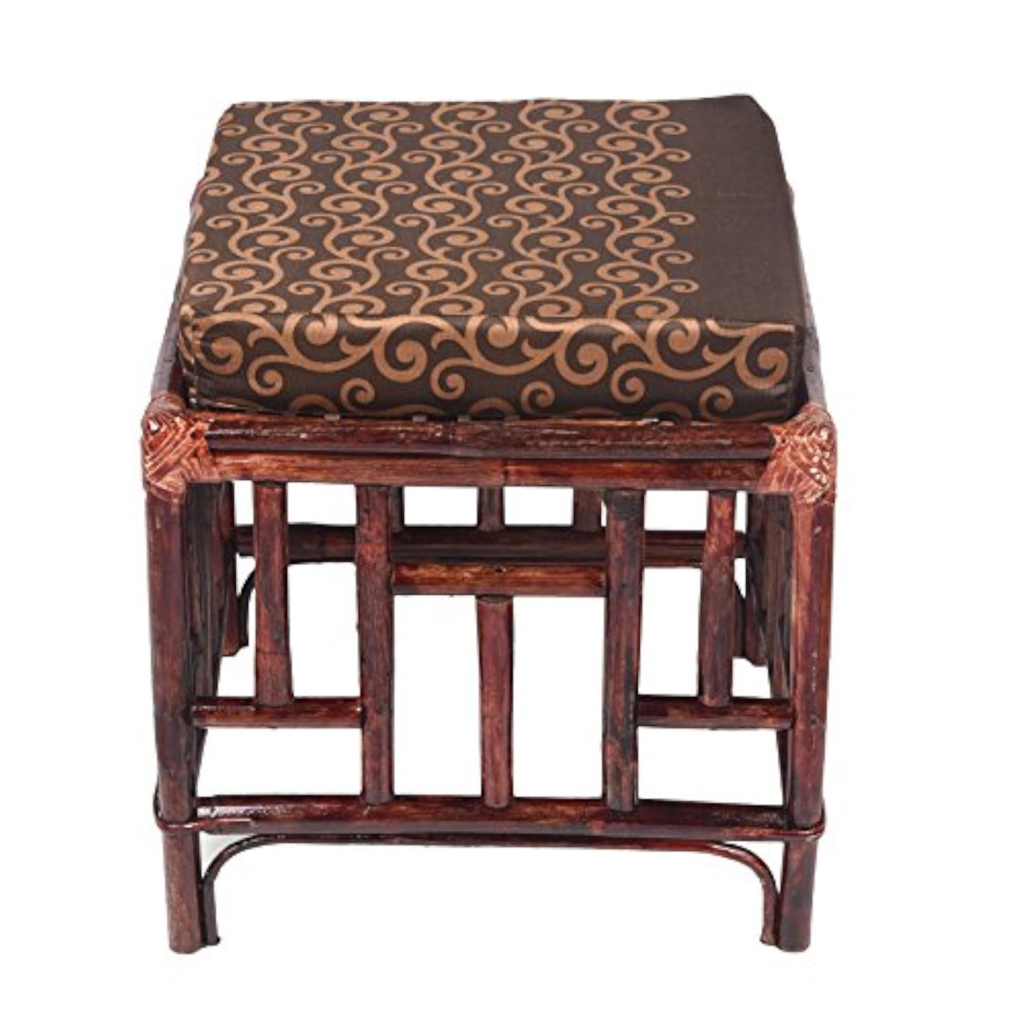Cane Stool for Sitting with Cushion, Brown