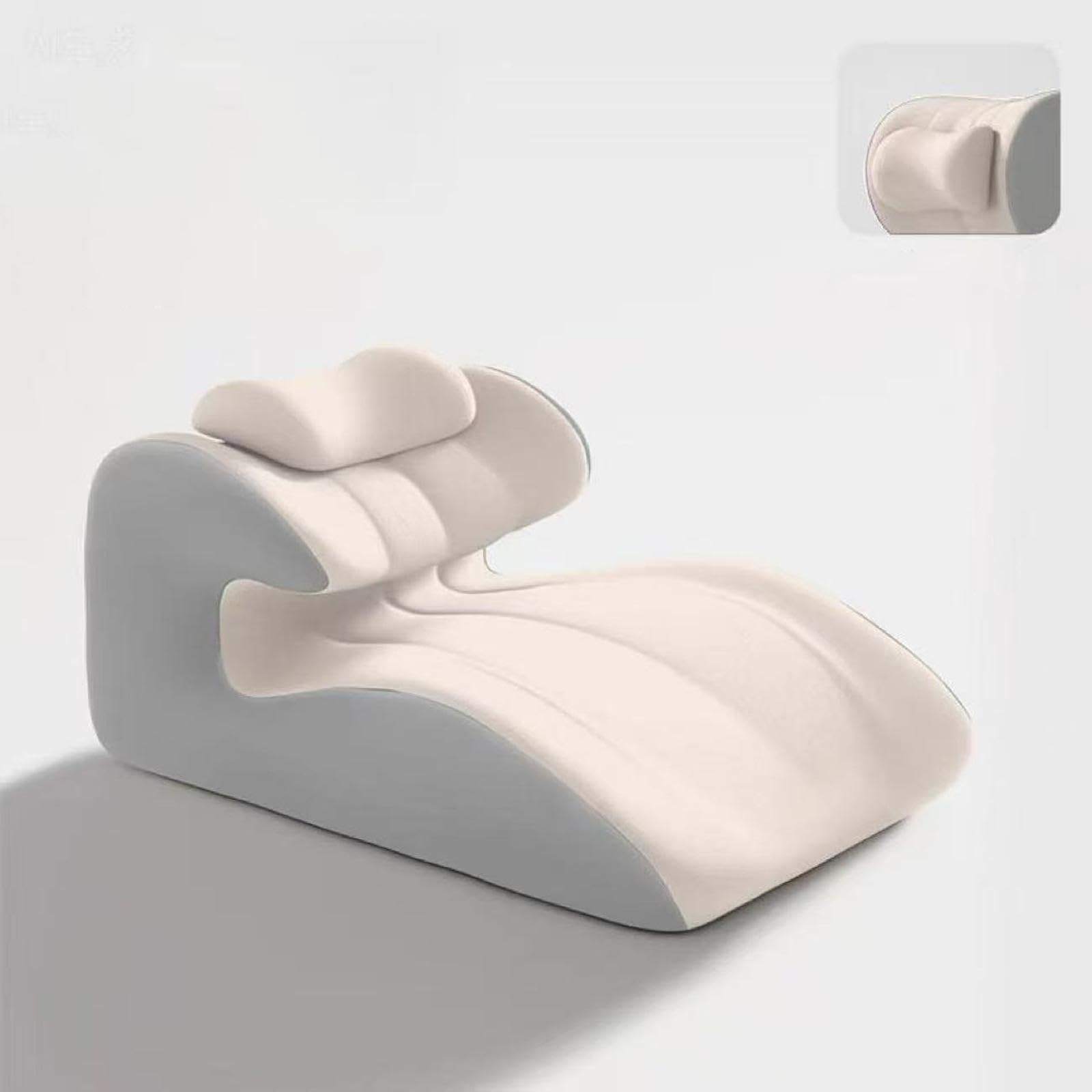 Almohada para Piernas Cojín Elevador de Pies Almohada Ortopédica Soporte para Cuello Estructura Ajustable Espuma Viscoelástica Adecuada para Oficina R, Beige Y Gris, tal como se describe