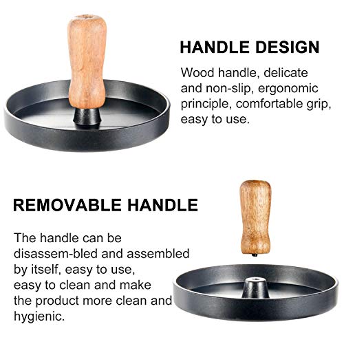 OAMCEG Burger Hamburger Press, Nonstick Aluminum Hamburger Press Patty Maker with Detachable Handle and 50 Wax Papers, Burger Patty Maker Mould, Stuffed Burger Press Kit for BBQ Grill 1/4 lb