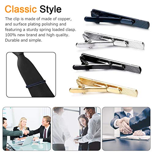 Roctee 7 Pack Tie Clip Set Mens Tie Bar | Formal Business Necktie Bar Pinch Tie Clip in Gold/Silvery/Black/Navy | Best Chioce for Father, Lover, Friends and Husband4