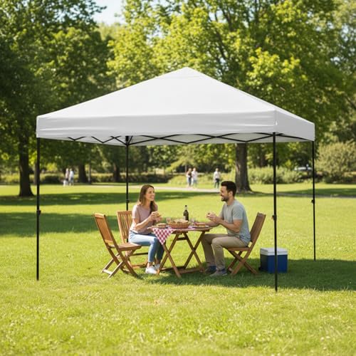 Image of COBIZI Waterproof Stable Winterproof Pavilion with Bag with Wheels,Pop Up Folding Pavilion Party Tent,1 Person Install Sun Protection Garden Pavilion for Beach Wedding Camping
