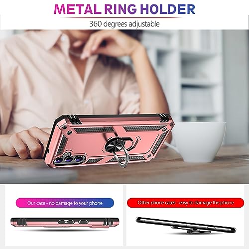 Image of for Samsung Galaxy S26 Case with Screen Protector, Heavy Duty Military Grade Shockproof Rugged Protective Cover for Samsung S26 Phone Case with Metal Ring Magnetic Kickstand (Pink)