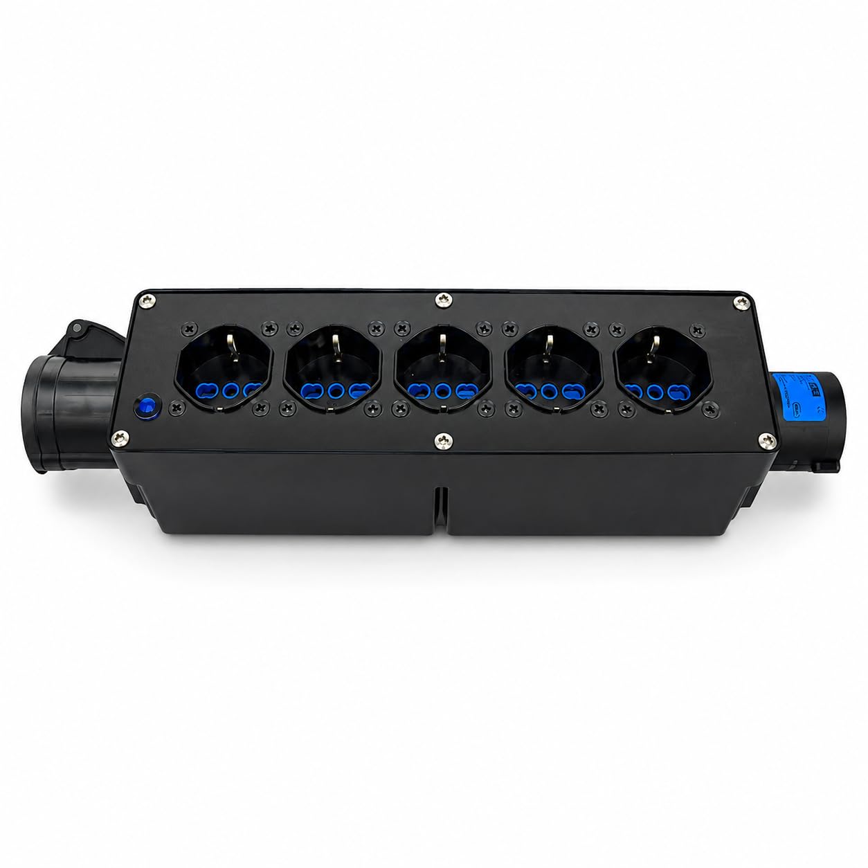NLIGHTING Power Box CEE 16A Multipresa Palco 5 Prese Schuko 10/16A + Presa Passante CEE 16A, Box Distribuzione Corrente Professionale IP20 per Eventi, Teatro, DJ, Service Audio Luci