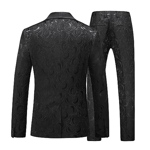 MOGU Mens 2 Piece Suit Slim Fit Shawl Lapel Tuxedo One Button Premium Dinner Jacket and Pants2