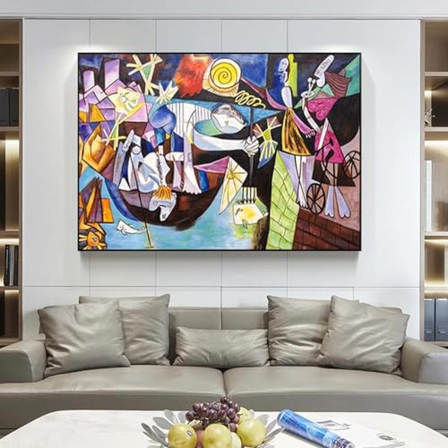 Tableau Picasso pour salon moderne : toile décorative 40x75 cm avec cadre intérieur