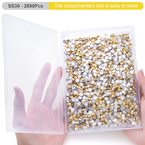 Image of Flatback Rhinestones Bulk, 2880PCS Shiny Sunlight Rhinestones for Clothes DIY Decoration Crafts, Shiny Sunlight, SS30, 6.3-6.5mm