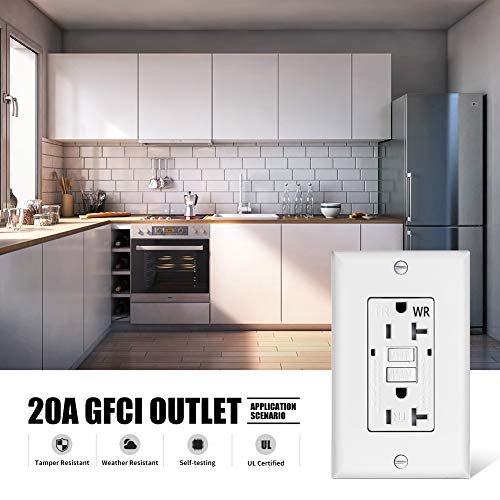 20Amp Gfci Outlet Receptacle Outdoor –Duplex Self Test Tamper Resistant And Weather Resistant Ground Fault Circuit Interrupter Outlet For Indoor Or Outdoor, Including Wall Plate And Screws #TOP5