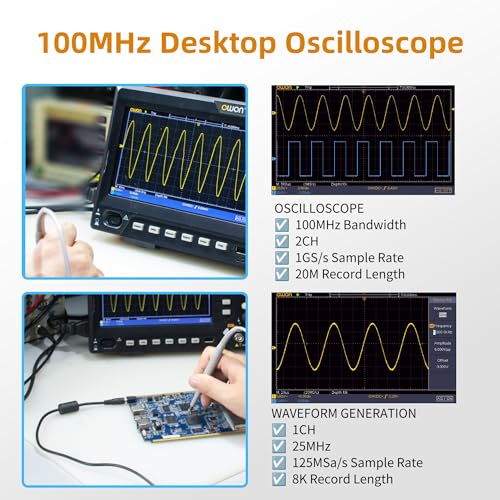 Image of OWON Oscilloscope,100MHz Desktop Oscilloscope 2in 1 with Waveform Generator