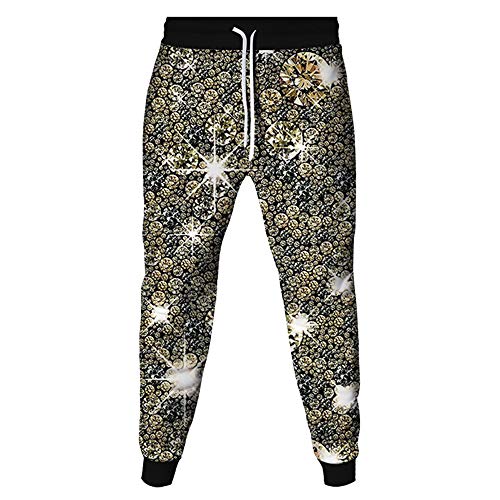 Surwin 3D bunt Kreativität Jogger Hosen Herren Trainingshose Plus Size Jogginghose Hip Hop Streetwear Sporthose Baggy Kordelzug Freizeithosen (Diamant,L)