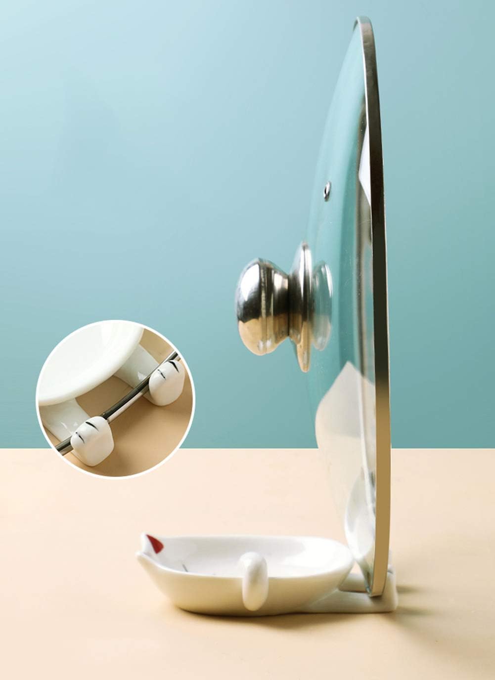 Cat Spoon Rest for Kitchen，Multifunction Ceramic Spoon Rest for Kitchen Counter,Cooking Utensil Holder Stove cover Lid Holder for Stove Modern Spatula Utensil Rest，Cute Spoon Rest: Home & Kitchen