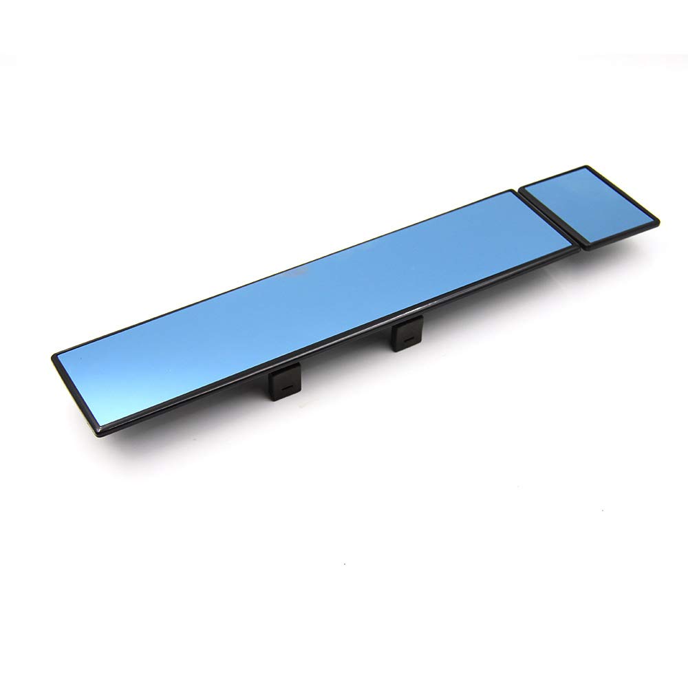 PMERear View Mirror, Universal Car Truck Mirror Interior Panoramic Wide Angle Mirror Removable (Blue Convex Mirror, 14.6" / Clip-on)