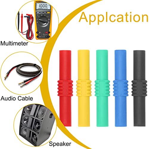 Image of 10Pcs 4mm Banana Plug Coupler Female to Female Insulated Banana Socket Jack Connector for Multimeter Speaker Test Leads Electrical Connections, 5 Colors