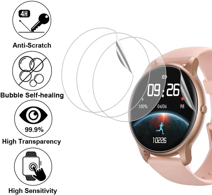 Screen Protector Compatible with Parsonver SR1 1.32” Round Screen Smartwatch, Soft TPU, 4-pack image 5