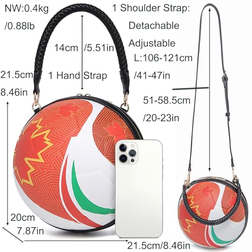 Image of Women Unique Novelty Football Purse, Ball Shaped Handbag Crossbody Shoulder Bag | Rugby