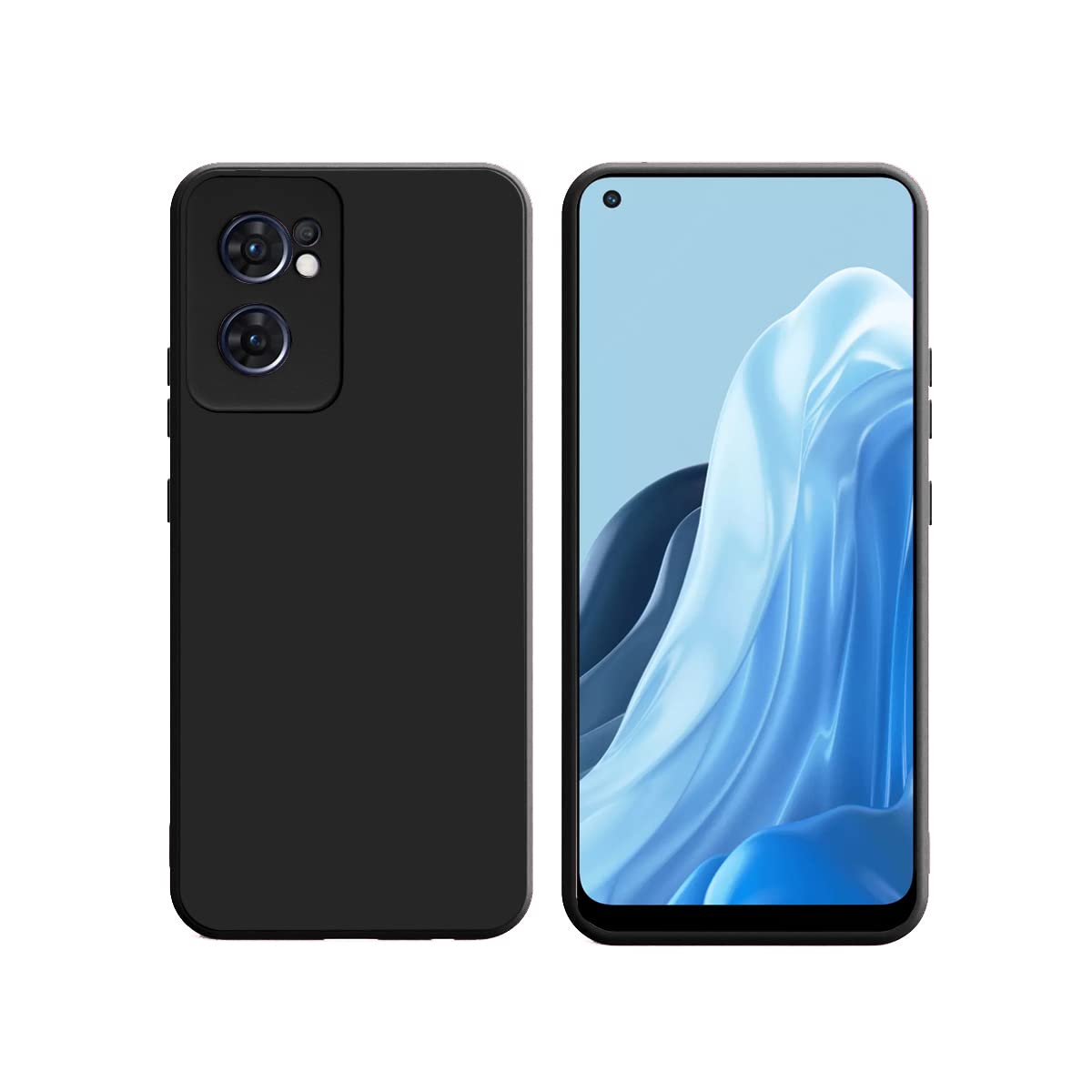 LIRAMARK Silicone Soft Back Cover Case for Oppo Reno 7 5G (Silicone Black)
