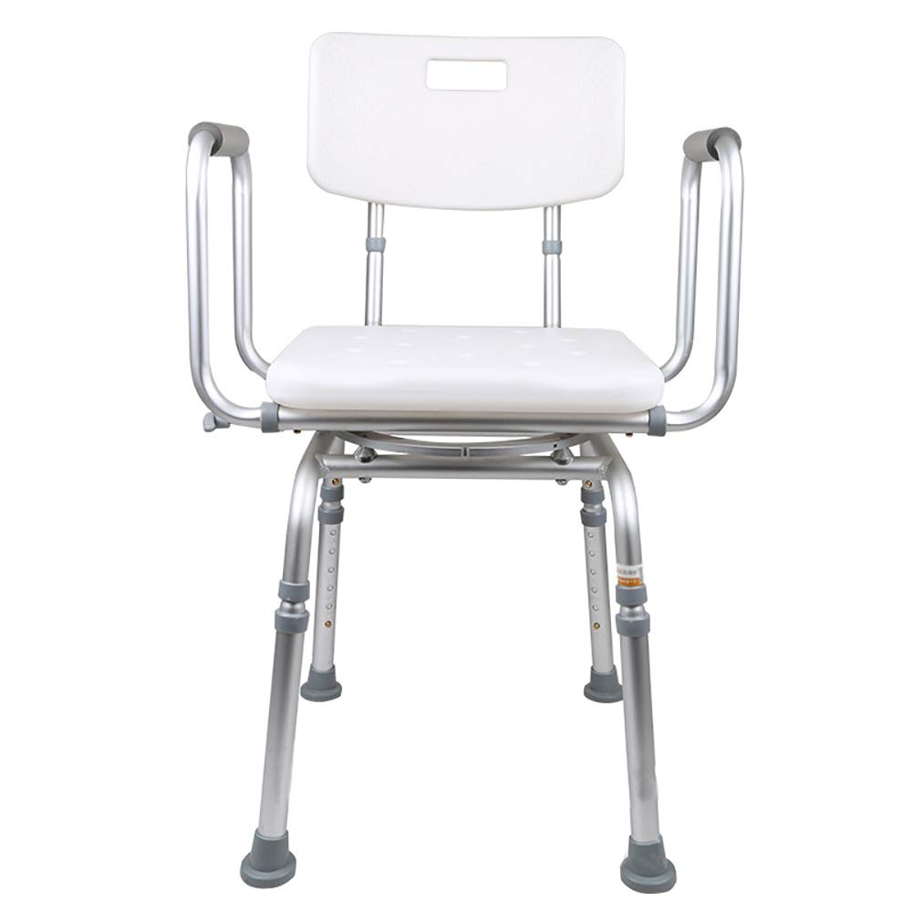 Silla de Ducha giratoria de 360 ​​Grados, banqueta de Asiento Ajustable para bañera y Asiento de bañera Banco de Asiento con Respaldo Reposabrazos para Ancianos, Mujer Embarazada