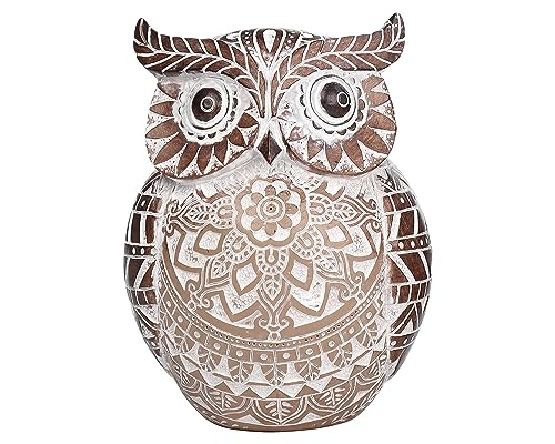 Pigort Adorable Owl Figurine for Shelf or Tray - Cute Chubby Owl Figurine Boho Decor for Shelf Desktop Cabinet Fireplace Mantel Bathroom Decor Accents