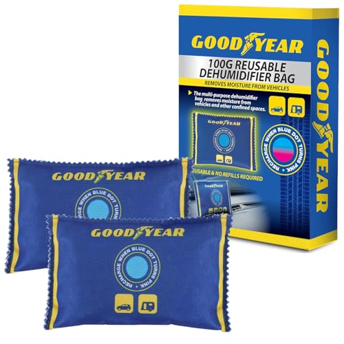 2 Pack Goodyear Car Dehumidifier Bag | Reusable | Anti Mist Moisture Condensation Absorbing | Keep Windows and Windscreen Clear of Water Vapour | Also Suitable for Small Rooms