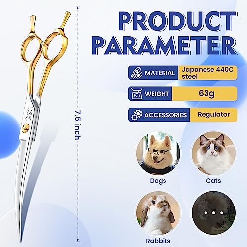 jason 75 inch curved scissors for dog grooming professional downward curved pet face trimming shears with symmetric handle sharp comfortable