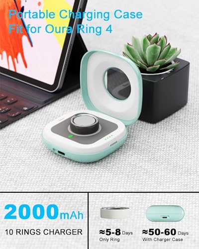 Cargador Oura Ring 4 compatible con funda portátil Ring Gen 4 tamaños verde 2