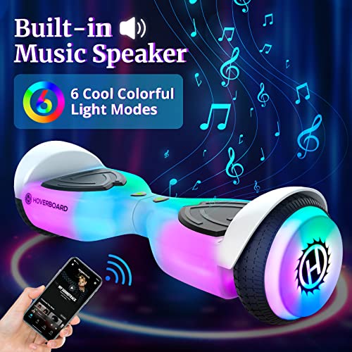 Pilot Hoverboard For Kids Ages 6-12, Hover Board With Music Speaker & Led Wheel Lights, All Terrain Hoverboard Gift For Boys Girls Teenagers, Self Balancing Scoters With Safety Ul2272 Certification #TOP3