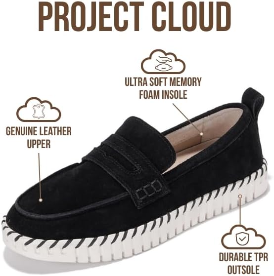 Project Cloud Genuine Leather Loafers for Women - Memory Foam Womens Shoes - Non Slip Spring Loafers Flexible Sole - Fashion Shoes for Women 2026 (Filide) - Image 2