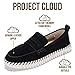 Project Cloud Genuine Leather Loafers for Women - Memory Foam Womens Shoes - Non Slip Spring Loafers Flexible Sole - Fashion Shoes for Women 2025 (Filide, BLK, 5.5)