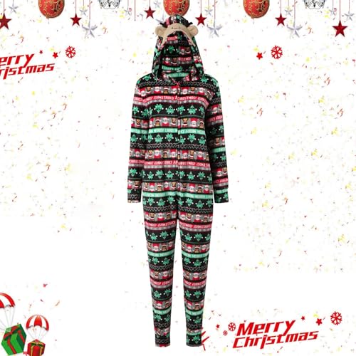 Family Christmas Pajamas Matching Sets,Xmas Tree Elk Deer Print Long Sleeves Onesie Sleepwear Pjs Holiday Jammies2