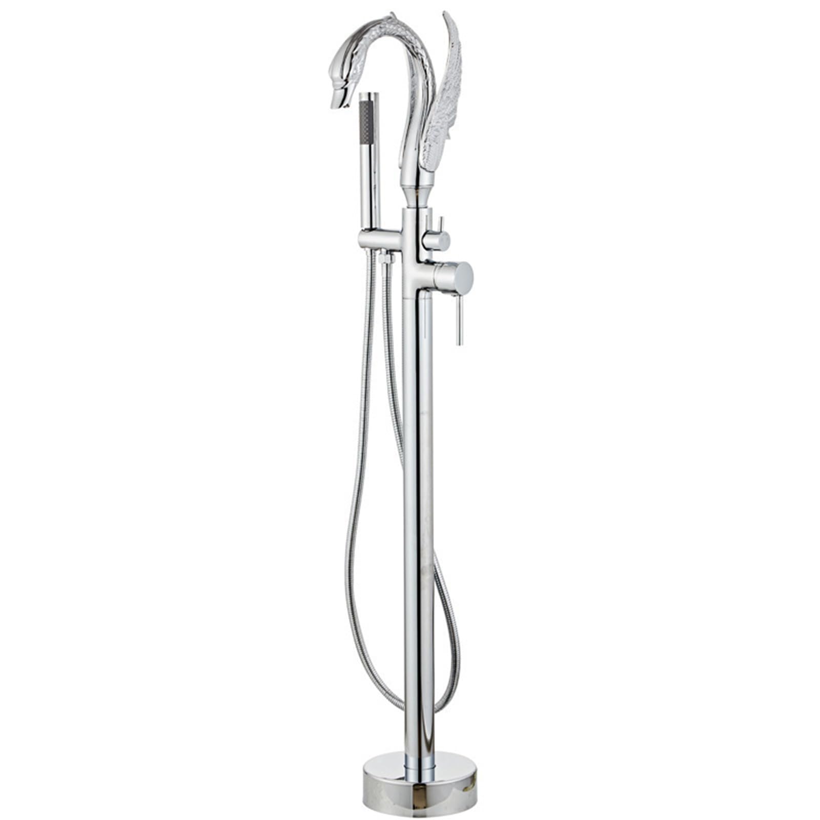 HADECOLL Freestanding Bath Mixer Tap Brass Hot And Cold With Shower Floor Standing Bath Taps, Chrome,Chrome