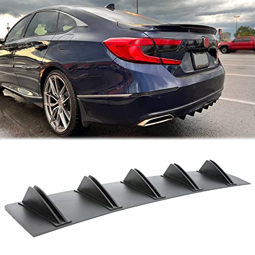JMTBNO Universal Rear Bumper Lip Diffuser Car Rear Bumper Chassis Black Spoiler Shark Fin Wing Glossy Black ABS Compatible with Honda Accord Civic Nissan Altima Chevrolet Camaro SS