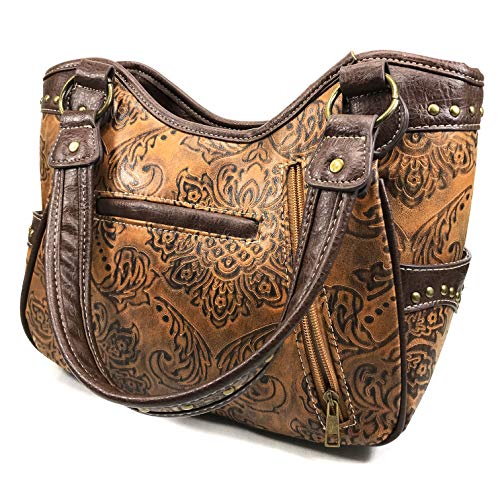 Zelris Women Western Floral Damask Pattern Medallion Concealed Carry Handbag Purse with Matching Crossbody Wallet4